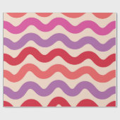 Retro Abstrakt Waves Rosa Lila rotes Muster Geschenkpapier (Flach)