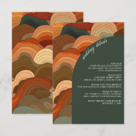 Retro Abstrakt Waves Terracotta Hochzeit Begleitkarte