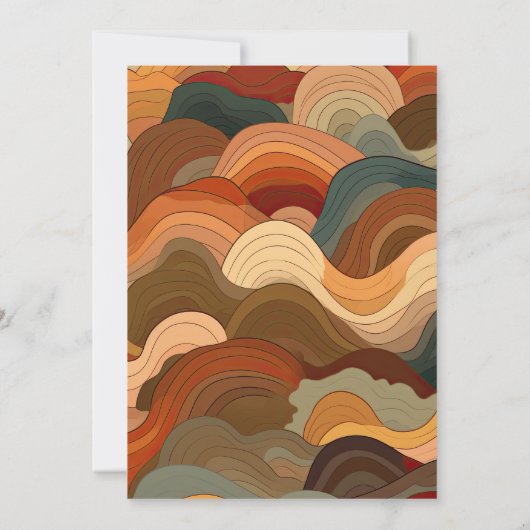 Retro Abstrakt Waves Terracotta Hochzeit Einladung (Rückseite)