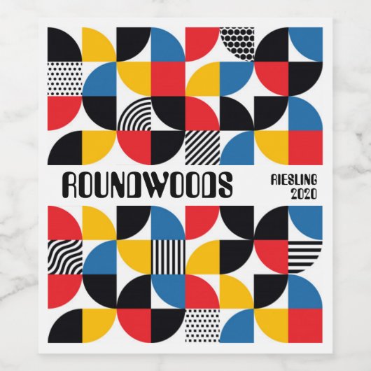 Retro Abstrakt Wine Label Weinetikett (Einzelnes Label)