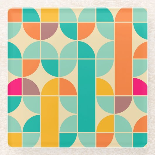 Retro Abstrakt: Zeitloses Nahtloses Design. Glasuntersetzer (Vorderseite)