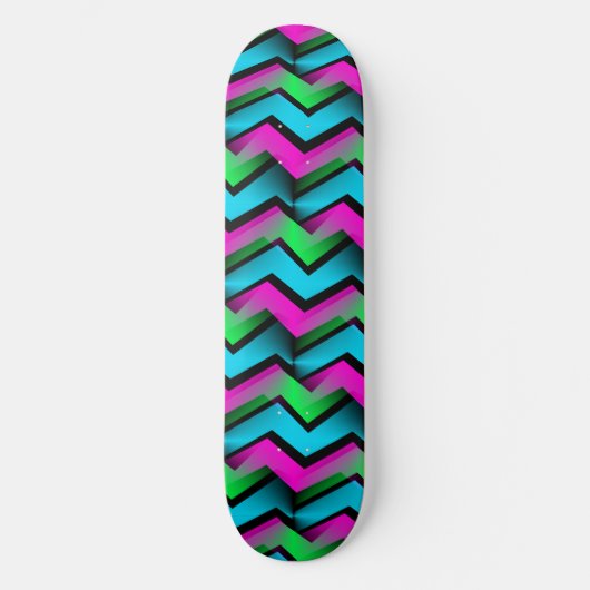 Retro Abstrakt Zigzag Muster Skateboard (Vorderseite)