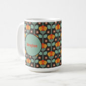 Retro Abstrakte Aquamarine Goldblume Kaffeetasse (Vorderseite Links)
