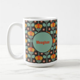 Retro Abstrakte Aquamarine Goldblume Kaffeetasse