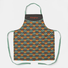 Retro Abstrakte Aquamarine Goldblume Schürze