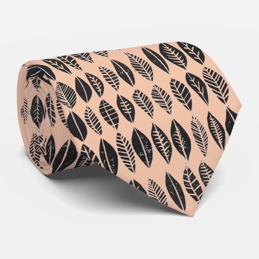 Retro Abstrakte Blätter im rosa Hintergrund Krawatte (Gerollt)