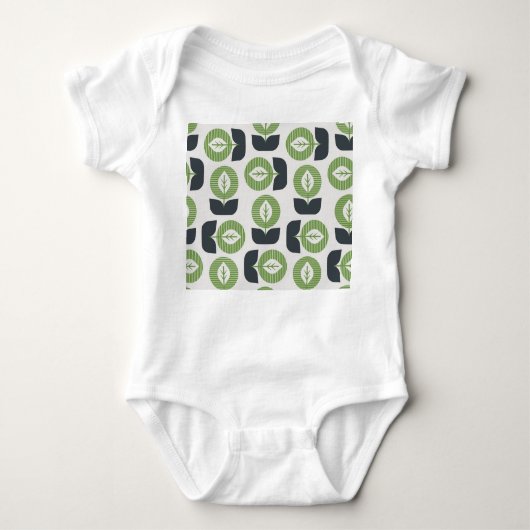 Retro Abstrakte Blätter: Nahtloser Vintager Stil Baby Strampler (Vorderseite)