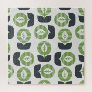 Retro Abstrakte Blätter: Nahtloser Vintager Stil Puzzle