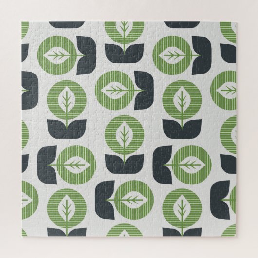 Retro Abstrakte Blätter: Nahtloser Vintager Stil Puzzle (Vertikal)