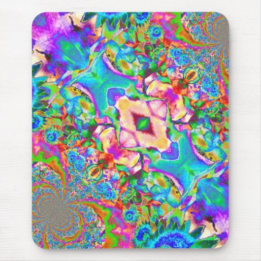 Retro abstrakte blaue Blume Blumenfeld Mousepad (Vorne)