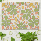 Retro-Abstrakte Blume aus den 1970er Jahren, grün- Geschirrtuch (Gefaltet)