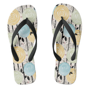 Retro, abstrakte Blume Badesandalen
