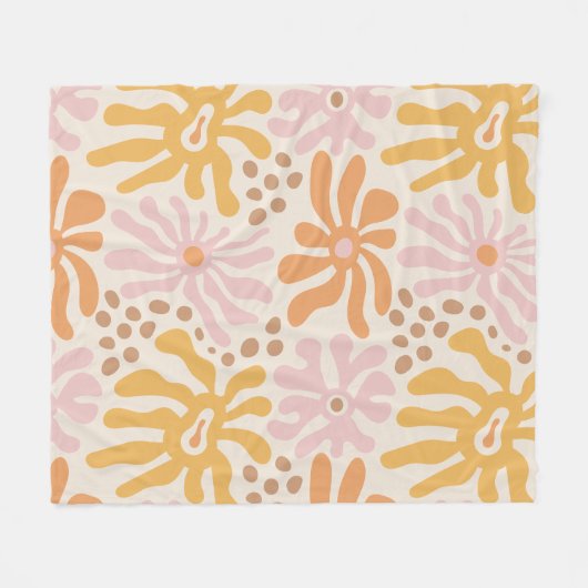 Retro abstrakte Blume Fleecedecke (Vorderseite (Horizontal))