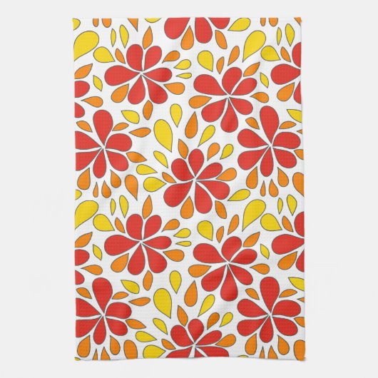 Retro-Abstrakte Blume in den 1970er Jahren Geschirrtuch (Vertikal)