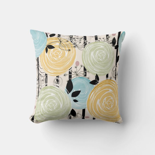 Retro, abstrakte Blume Kissen (Vorderseite)