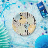 Retro, abstrakte Blume Pappteller (Party)