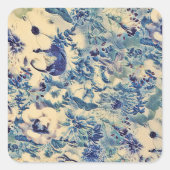 Retro Abstrakte Blume Schmetterling Kunstwerk Gart Quadratischer Aufkleber (Vorderseite)