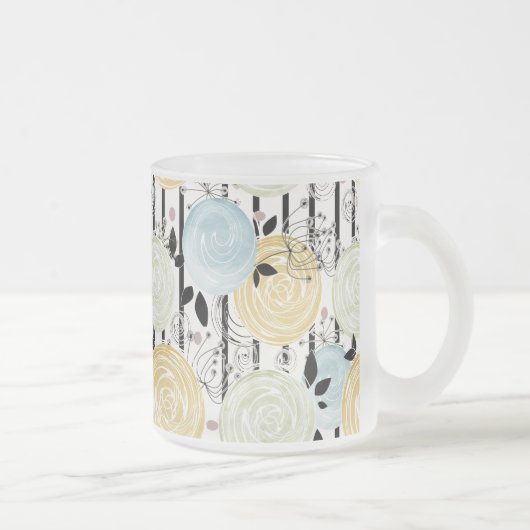 Retro, abstrakte Blumen Mattglastasse (Rechts)