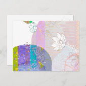 Retro Abstrakte BlumenCollage Postkarte (Vorne/Hinten)