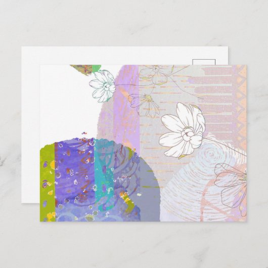 Retro Abstrakte BlumenCollage Postkarte (Vorne/Hinten)