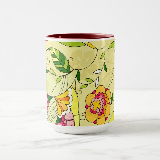 Retro Abstrakte BlumenCollage Tasse (Zentrum)