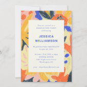 Retro Abstrakte botanische Fun Graduation Party Einladung (Vorderseite)