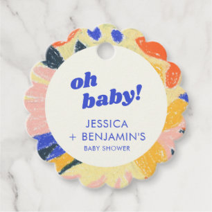 Retro Abstrakte Botanische Lustige Babyparty indiv Geschenkanhänger