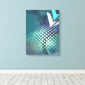 Retro Abstrakte Doppelpfeile mit Kreisläufen und P Leinwanddruck (Insitu (Holzboden))