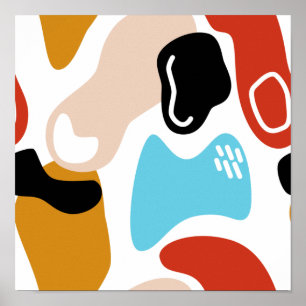 Retro abstrakte Gekritzel Glamour Finger Linienkun Poster