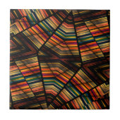 Retro Abstrakte geometrische Regenbogenstreifen Fliese (Vorderseite)