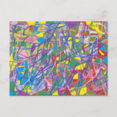 REtro abstrakte Kunst mit vielen Farben und Linien Postkarte (Vorderseite)