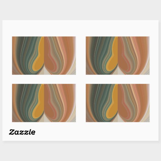 Retro Abstrakte Kunstdrucke Rechteckiger Aufkleber (Blatt)