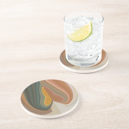 Retro Abstrakte Kunstdrucke Sandstein Untersetzer (Seite)