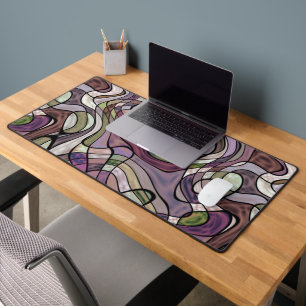 Retro-abstrakte lila-violette Mosaik-Kunst-Muster Schreibtischunterlage