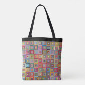 Retro abstrakte mehrfarbige Quadrate Tasche (Rückseite)