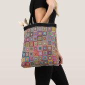Retro abstrakte mehrfarbige Quadrate Tasche (Von Nahem)