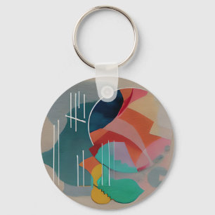 Retro abstrakte minimalistische Kunst Schlüsselanhänger