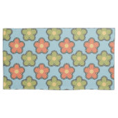 Retro Abstrakte Orange- und grüne Blume auf blau Kissenbezug (Vorderseite-Links)