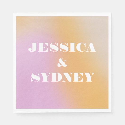 Retro Abstrakte rosa und orange glänzende Hochzeit Serviette (Vorderseite)