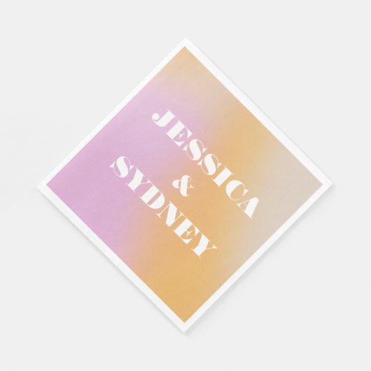 Retro Abstrakte rosa und orange glänzende Hochzeit Serviette (Ecke)