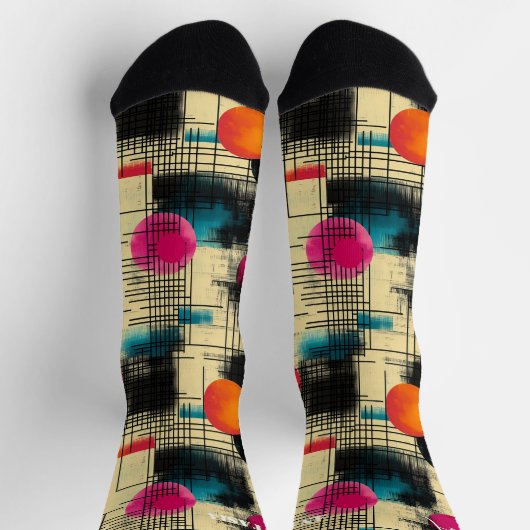 Retro-Abstrakte Socken mit farbenfroher Circle-Des (Oben)