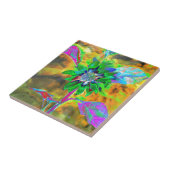 Retro abstrakte Sonnenblumenmalerei mit grünem Gol Fliese (Seite)