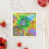 Retro abstrakte Sonnenblumenmalerei mit grünem Gol Serviette (Beispiel)