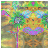 Retro abstrakte Sonnenblumenmalerei mit grünem Gol Stoff (Nahaufnahme)