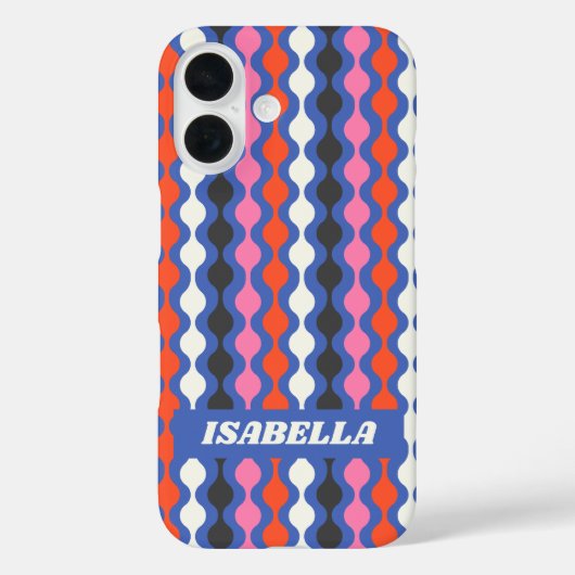 Retro Abstrakte Streifen Blau Rosa Personalisierte Case-Mate iPhone Hülle (Rückseite)