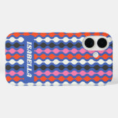 Retro Abstrakte Streifen Blau Rosa Personalisierte Case-Mate iPhone Hülle (Rückseite (Horizontal))