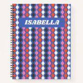Retro Abstrakte Streifen Blau Rosa Personalisierte Notizblock (Vorderseite)