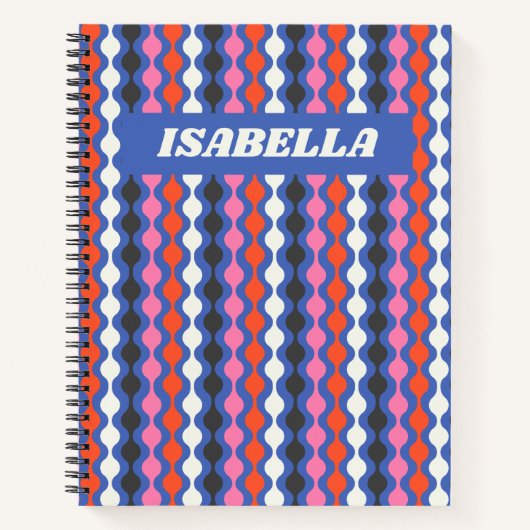 Retro Abstrakte Streifen Blau Rosa Personalisierte Notizblock (Vorderseite)