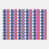 Retro Abstrakte Streifen in leuchtend blau und ros Geschenkpapier Set (Vorderseite 3)
