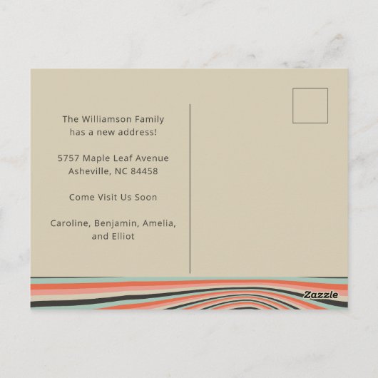 Retro-Abstrakte Streifen Peach-Mausadresse Postkarte (Rückseite)